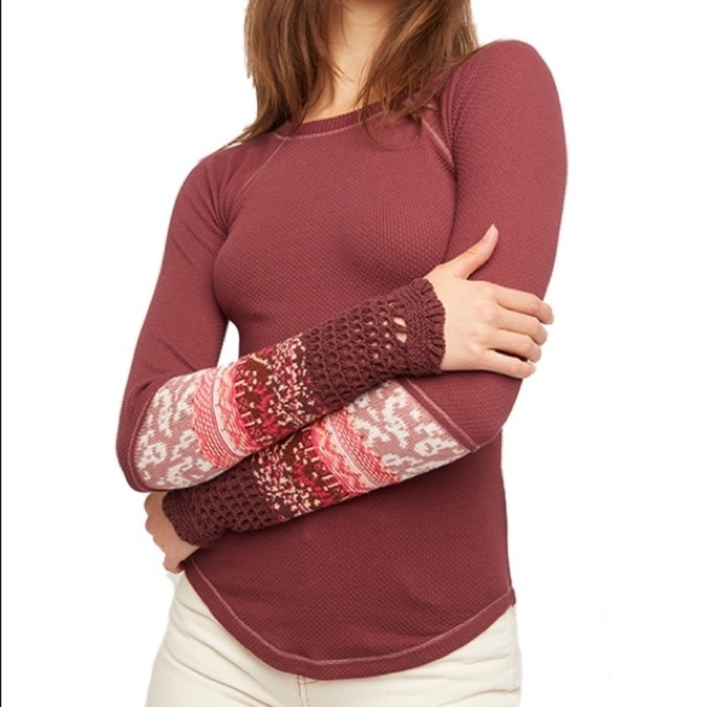Free People in the Mix Thermal Top Rio Vino NWT